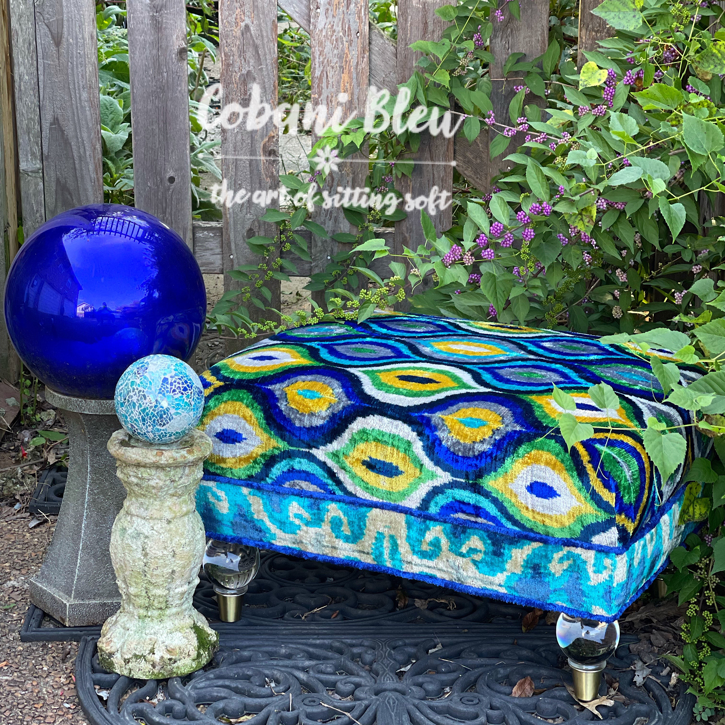 Blue stool online ottoman